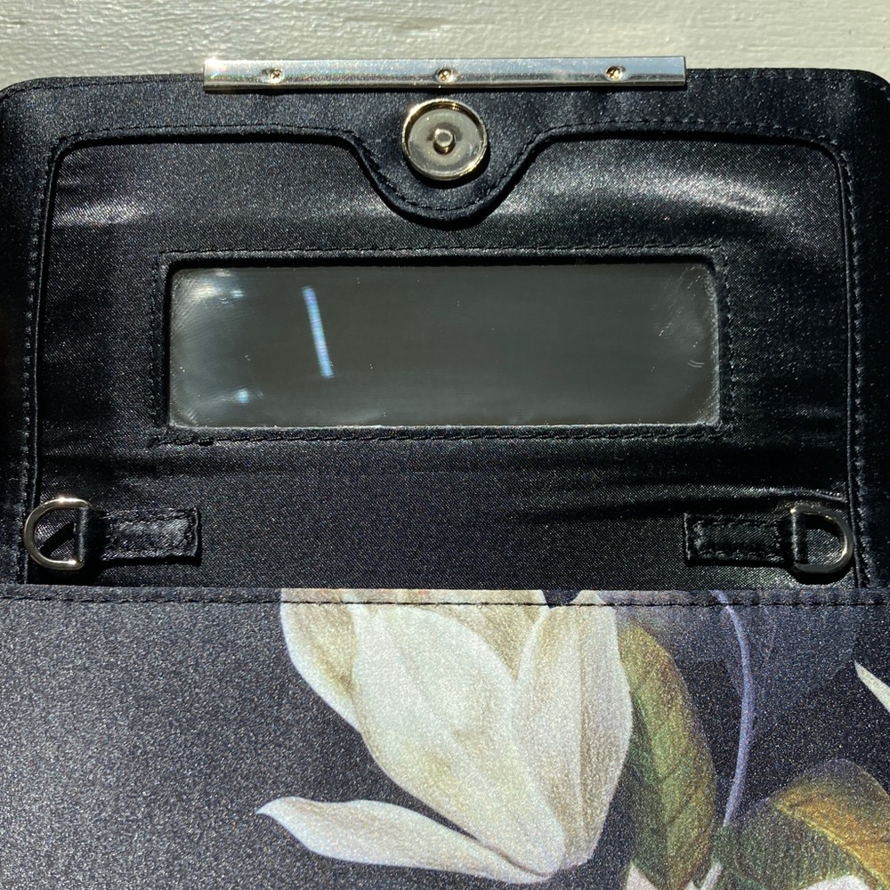Ted Baker Satin Floral Black Clutch Purse - Picture 3 of 9